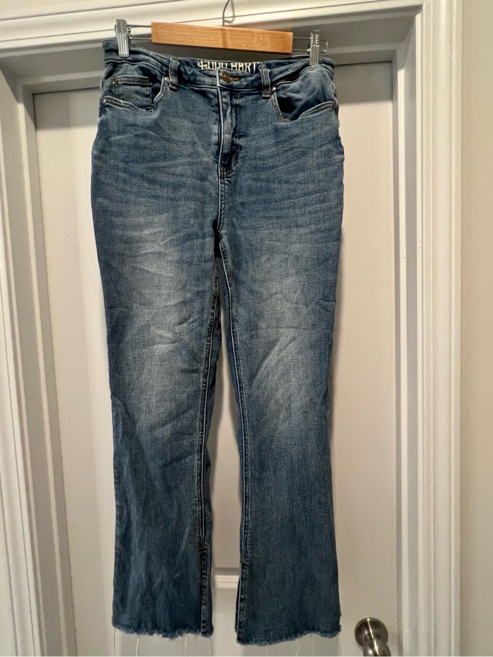 Good Hart Women's Size 8 Blue Denim Jeans - Casual Slit Flare High Rise